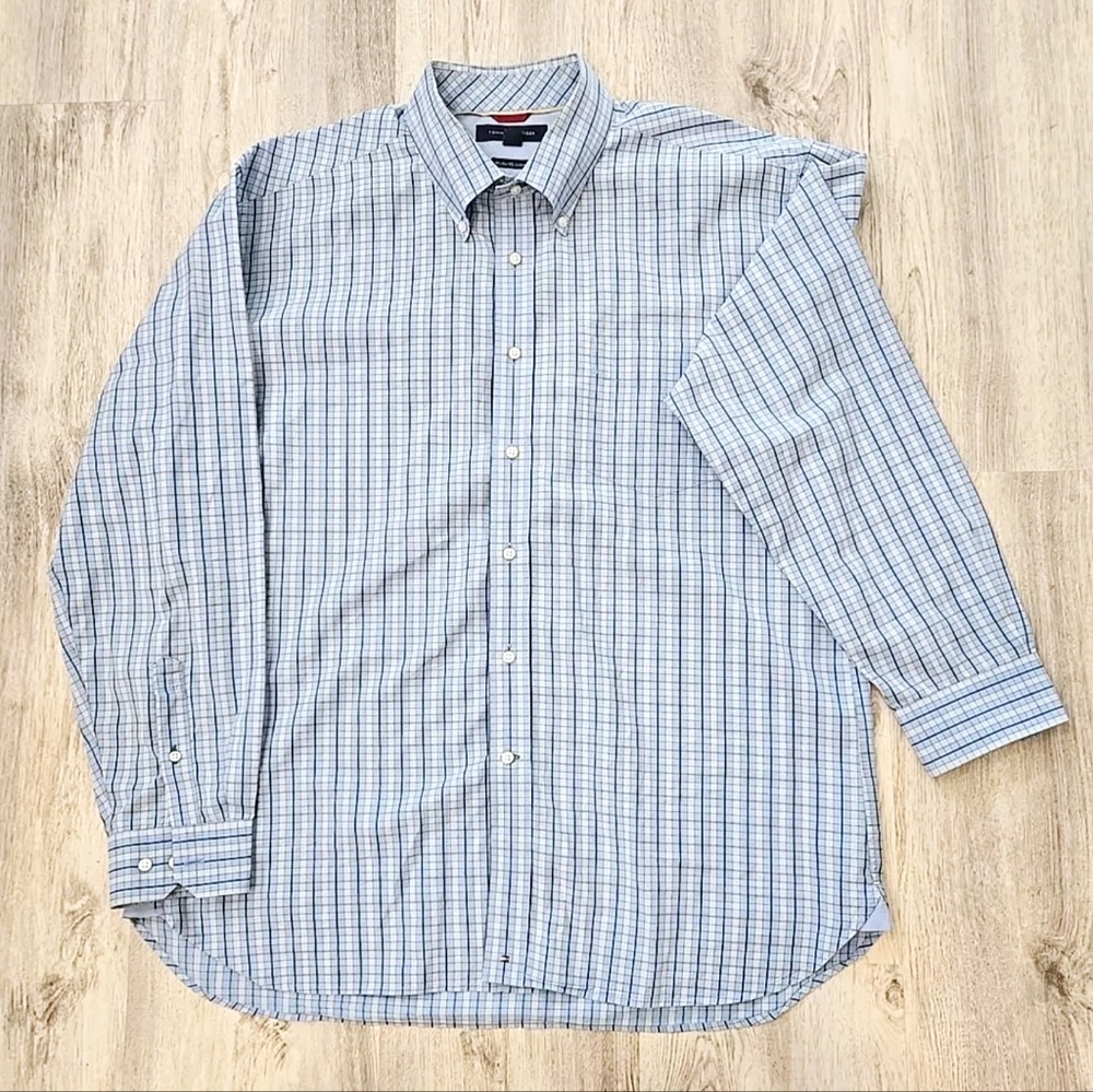 Tommy Hilfiger Button Down Shirt Men’s XL Striped Business Casual Long Sleeve